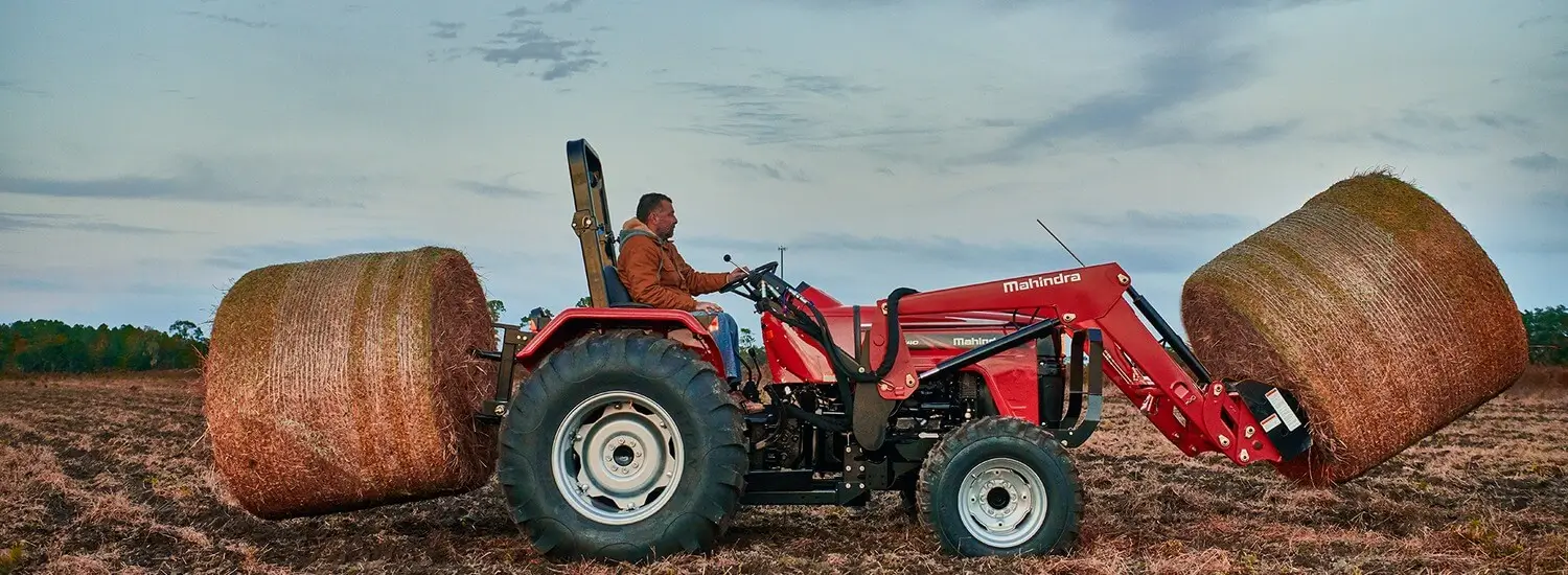 Mahindra Tractor Two Hay Bales